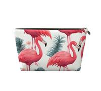 Borsa per cosmetici in pelle con bandiera USA e aquila, grande capacità, portatile, da viaggio, adatta per uso quotidiano e in viaggio, Motivo fenicottero rosa., Taglia unica