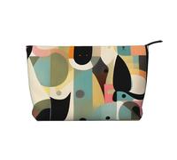 Borsa per cosmetici in velluto a coste con stampa di gatti di arte moderna della metà del secolo per riporre cosmetici con chiusura a cerniera per viaggi, campeggio e uso quotidiano