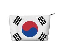 Borsa per cosmetici in velluto a coste stampata con bandiera della Repubblica di Corea, borsa da toilette portatile da donna con cerniera