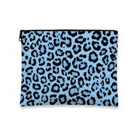 Borsa per cosmetici leopardata blu, stampa animali selvatici, astuccio da viaggio con cerniera per donne, organizer in tela portatile per festival regalo articoli da toeletta, Blu, 7x9 Inch, Leopardo