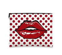 Borsa per cosmetici, motivo labbra rosse, pochette da viaggio per trucco pop art, borsa da viaggio per donne, piccola borsa portatile in tela con cerniera, borsa da toilette regalo per festival, Rosso