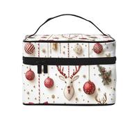 Borsa per cosmetici, organizer, borsa da viaggio per il trucco, borsa da toilette invernale-natalizia-paese delle meraviglie con manico