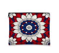 Borsa per cosmetici patriottica, borsa da viaggio per trucco bohémien, con mandala rosso, bianco, blu, da donna, piccola borsa portatile in tela con cerniera, organizer per la cura della pelle per il