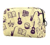 Borsa per cosmetici, per chitarra, tamburo, sassofono, libro musicale e note, per donne, articoli da toeletta da viaggio, grande, pratica borsa organizer con cerniera, Multi,