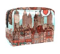 Borsa per cosmetici per donna,borsa per trucco piccola per borsa,amo la mia città,Borsa per cosmetici da viaggio,Custodia per il trucco