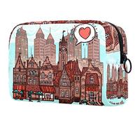Borsa per cosmetici per donna,borsa per trucco piccola per borsa,amo la mia città,Borsa per cosmetici da viaggio,Custodia per il trucco
