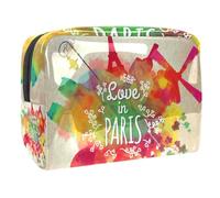 Borsa per cosmetici per donna,borsa per trucco piccola per borsa,amore dell'acquerello a parigi,Borsa per cosmetici da viaggio,Custodia per il trucco