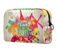 Borsa per cosmetici per donna,borsa per trucco piccola per borsa,amore dell'acquerello a parigi,Borsa per cosmetici da viaggio,Custodia per il trucco