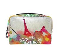 Borsa per cosmetici per donna,borsa per trucco piccola per borsa,amore dell'acquerello a parigi,Borsa per cosmetici da viaggio,Custodia per il trucco