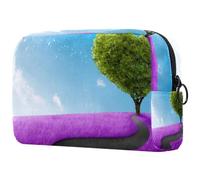 Borsa per cosmetici per donna,borsa per trucco piccola per borsa,amore e fiori viola dell'albero,Borsa per cosmetici da viaggio,Custodia per il trucco