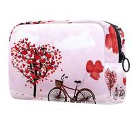 Borsa per cosmetici per donna,borsa per trucco piccola per borsa,bicicletta dell'albero del cuore di amore,Borsa per cosmetici da viaggio,Custodia per il trucco