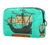 Borsa per cosmetici per donna,borsa per trucco piccola per borsa,columbus veliero da viaggio retrò,Borsa per cosmetici da viaggio,Custodia per il trucco