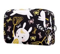 Borsa per cosmetici per donna,borsa per trucco piccola per borsa,conigli e farfalle,Borsa per cosmetici da viaggio,Custodia per il trucco