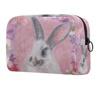 Borsa per cosmetici per donna,borsa per trucco piccola per borsa,coniglietto di buona pasqua floreale,Borsa per cosmetici da viaggio,Custodia per il trucco