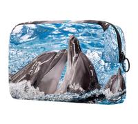 Borsa per cosmetici per donna,borsa per trucco piccola per borsa,delfini che nuotano nell'acqua,Borsa per cosmetici da viaggio,Custodia per il trucco