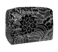 Borsa per cosmetici per donna,borsa per trucco piccola per borsa,estratto della margherita nera,Borsa per cosmetici da viaggio,Custodia per il trucco