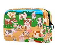 Borsa per cosmetici per donna,borsa per trucco piccola per borsa,Fattoria di mucche dei cartoni animati,Borsa per cosmetici da viaggio,Custodia per il trucco