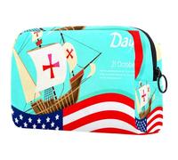 Borsa per cosmetici per donna,borsa per trucco piccola per borsa,felice columbus day afferma la bandiera dell'america,Borsa per cosmetici da viaggio,Custodia per il trucco
