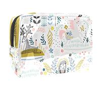 Borsa per cosmetici per donna,borsa per trucco piccola per borsa,fiore animale del fumetto della foresta,Borsa per cosmetici da viaggio,Custodia per il trucco
