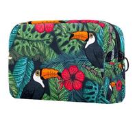 Borsa per cosmetici per donna,borsa per trucco piccola per borsa,fiore di foglie di palma tucano,Borsa per cosmetici da viaggio,Custodia per il trucco