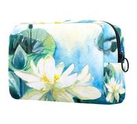 Borsa per cosmetici per donna,borsa per trucco piccola per borsa,fiore di loto bianco,Borsa per cosmetici da viaggio,Custodia per il trucco