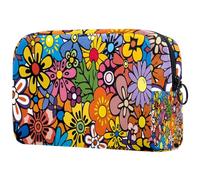 Borsa per cosmetici per donna,borsa per trucco piccola per borsa,fiore variopinto del fumetto,Borsa per cosmetici da viaggio,Custodia per il trucco