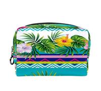Borsa per cosmetici per donna,borsa per trucco piccola per borsa,fiori di foglie tropicali,Borsa per cosmetici da viaggio,Custodia per il trucco