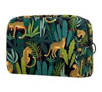 Borsa per cosmetici per donna,borsa per trucco piccola per borsa,foglie tropicali leopardo anima,Borsa per cosmetici da viaggio,Custodia per il trucco
