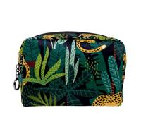 Borsa per cosmetici per donna,borsa per trucco piccola per borsa,foglie tropicali leopardo anima,Borsa per cosmetici da viaggio,Custodia per il trucco