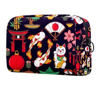 Borsa per cosmetici per donna,borsa per trucco piccola per borsa,giappone tradizionale viaggio doodle,Borsa per cosmetici da viaggio,Custodia per il trucco
