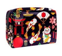 Borsa per cosmetici per donna,borsa per trucco piccola per borsa,giappone tradizionale viaggio doodle,Borsa per cosmetici da viaggio,Custodia per il trucco