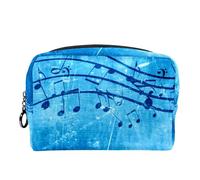 Borsa per cosmetici per donna,borsa per trucco piccola per borsa,nota musicale blu retrò,Borsa per cosmetici da viaggio,Custodia per il trucco