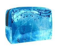 Borsa per cosmetici per donna,borsa per trucco piccola per borsa,nota musicale blu retrò,Borsa per cosmetici da viaggio,Custodia per il trucco