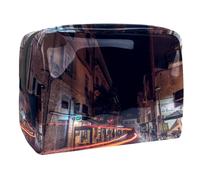 Borsa per cosmetici per donna,borsa per trucco piccola per borsa,Paesaggio della strada di notte della città,Borsa per cosmetici da viaggio,Custodia per il trucco