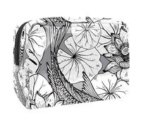 Borsa per cosmetici per donna,borsa per trucco piccola per borsa,pesce koi bianco nero con loto,Borsa per cosmetici da viaggio,Custodia per il trucco