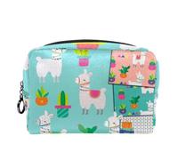 Borsa per cosmetici per donna,borsa per trucco piccola per borsa,pianta colorata e alpaca,Borsa per cosmetici da viaggio,Custodia per il trucco