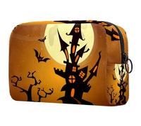 Borsa per cosmetici per donna,borsa per trucco piccola per borsa,pipistrello casa luna halloween,Borsa per cosmetici da viaggio,Custodia per il trucco