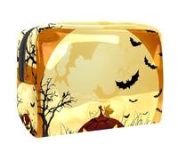 Borsa per cosmetici per donna,borsa per trucco piccola per borsa,pipistrello della luna della zucca di halloween,Borsa per cosmetici da viaggio,Custodia per il trucco