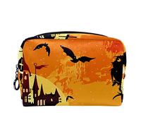 Borsa per cosmetici per donna,borsa per trucco piccola per borsa,pipistrello gufo zucca di halloween,Borsa per cosmetici da viaggio,Custodia per il trucco