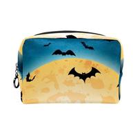 Borsa per cosmetici per donna,borsa per trucco piccola per borsa,pipistrello luna zucca halloween,Borsa per cosmetici da viaggio,Custodia per il trucco