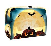 Borsa per cosmetici per donna,borsa per trucco piccola per borsa,pipistrello luna zucca halloween,Borsa per cosmetici da viaggio,Custodia per il trucco