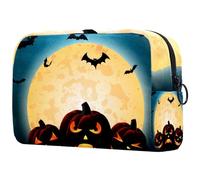 Borsa per cosmetici per donna,borsa per trucco piccola per borsa,pipistrello luna zucca halloween,Borsa per cosmetici da viaggio,Custodia per il trucco