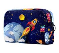 Borsa per cosmetici per donna,borsa per trucco piccola per borsa,razzo spaziale terra,Borsa per cosmetici da viaggio,Custodia per il trucco
