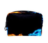 Borsa per cosmetici per donna,borsa per trucco piccola per borsa,rosso fuoco blu e drago,Borsa per cosmetici da viaggio,Custodia per il trucco