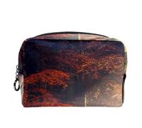 Borsa per cosmetici per donna,borsa per trucco piccola per borsa,sentiero nel bosco sole autunnale,Borsa per cosmetici da viaggio,Custodia per il trucco
