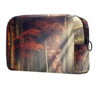 Borsa per cosmetici per donna,borsa per trucco piccola per borsa,sentiero nel bosco sole autunnale,Borsa per cosmetici da viaggio,Custodia per il trucco