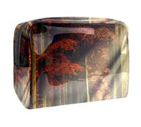 Borsa per cosmetici per donna,borsa per trucco piccola per borsa,sentiero nel bosco sole autunnale,Borsa per cosmetici da viaggio,Custodia per il trucco