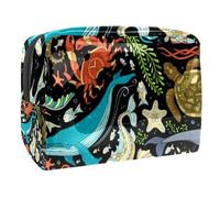 Borsa per cosmetici per donna,borsa per trucco piccola per borsa,stella marina della tartaruga di mare del diavolo,Borsa per cosmetici da viaggio,Custodia per il trucco