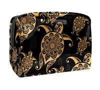 Borsa per cosmetici per donna,borsa per trucco piccola per borsa,tartaruga marina astratta dorata,Borsa per cosmetici da viaggio,Custodia per il trucco