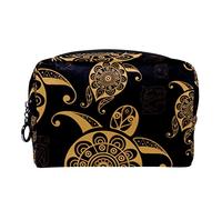 Borsa per cosmetici per donna,borsa per trucco piccola per borsa,tartaruga marina astratta dorata,Borsa per cosmetici da viaggio,Custodia per il trucco
